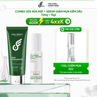 [Combo Sữa Rửa Mặt + Serum Giảm Mụn Kiềm Dầu] DAILY EFFECT Daily Cleansing Gel + Phytosome Pore - Refining Serum (120g )