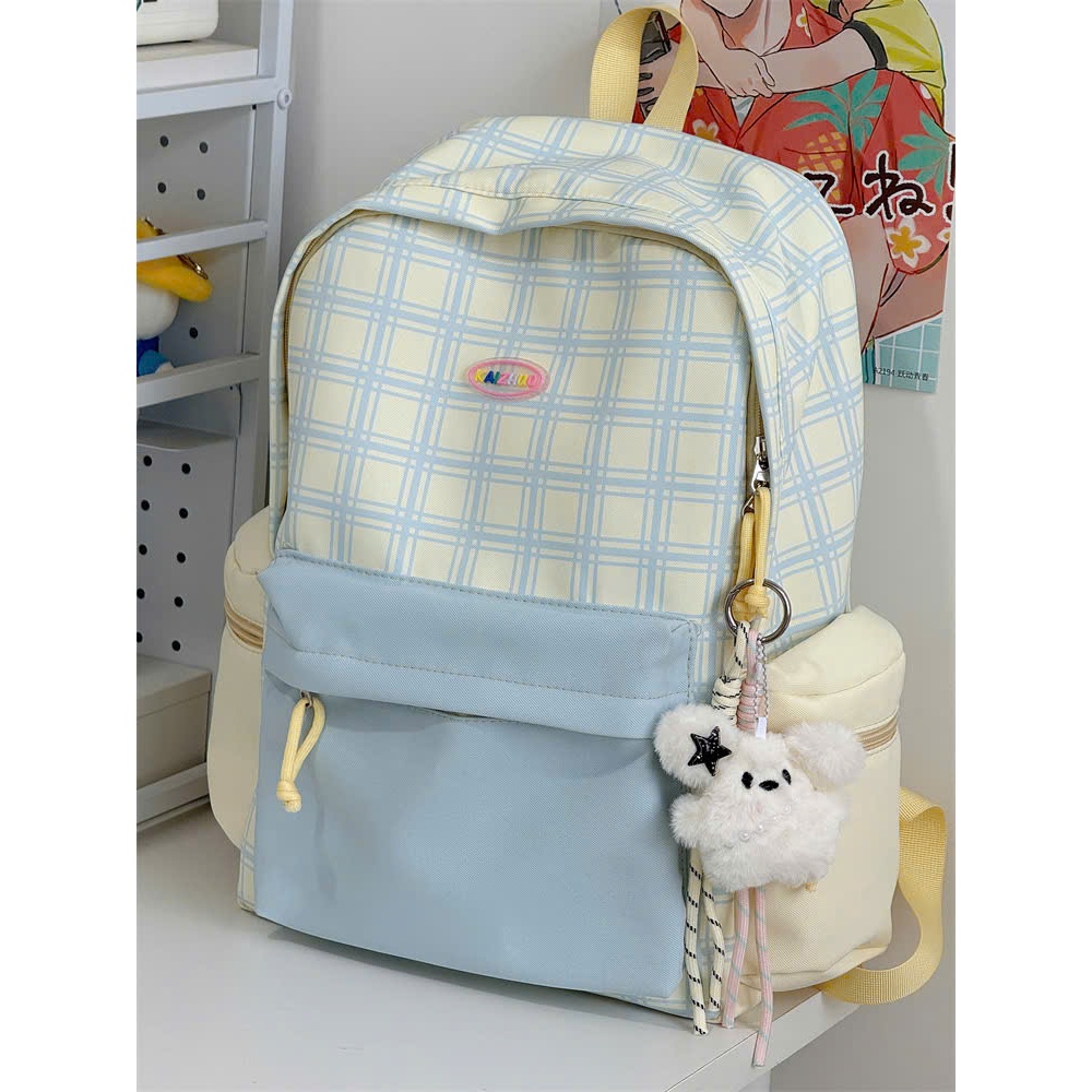 Balo đi học nữ sọc caro phối màu pastel Ulzzang dễ thương cho học sinh các cấp , sinh viên B897 gagastore
