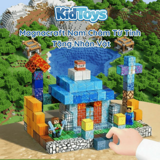 Set 200 khối Magnacraft nam châm từ tính KidToys tặng nhân vật – Mô hình lắp ráp kiến trúc game