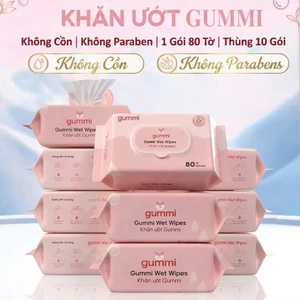 Thùng 10 gói khăn ướt Gummi 80 Tờ không cồn, không parabens cao cấp dành cho em bé