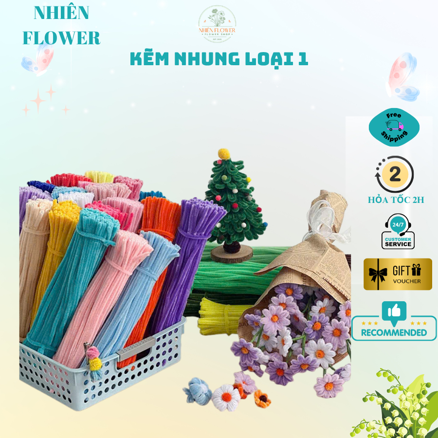 Sỉ 200-500 Sợi Kẽm Nhung Loại 1 Hàng Dày 7.5-8mm Dùng Làm Hoa Kẽm Nhung, Đồ Handmade, DIY