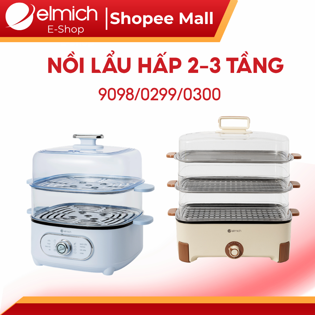 Nồi Lẩu Hấp Elmich 2 Tầng 4L -9098, 3 Tầng 4.5L 0300 / 0299  – Tiện Lợi, An Toàn, Elmich Chính Hãng