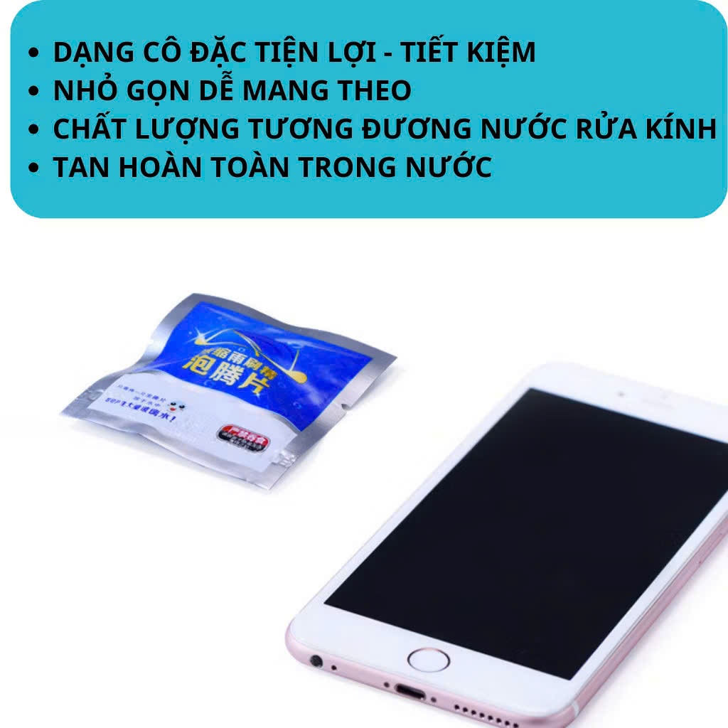 Nước Rửa Kính Ô Tô, Viên Sủi Rửa Kính Nhỏ Gọn Tiết Kiệm Chi Phí, Gói 1 Viên