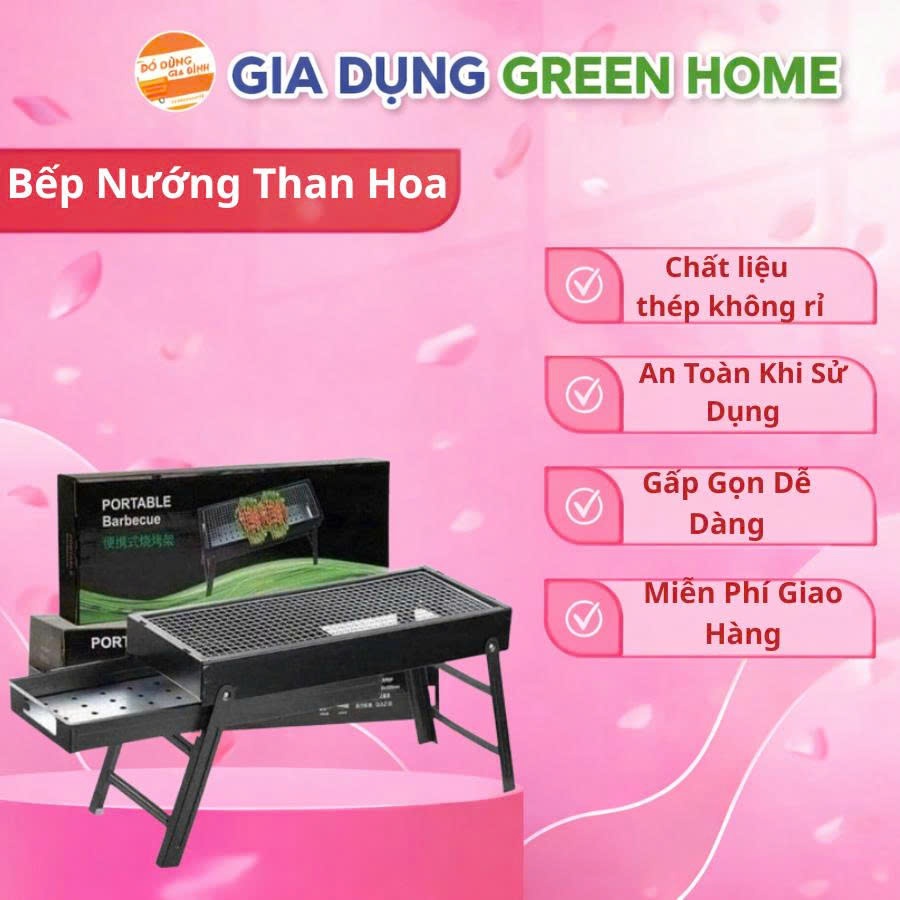 Bếp nướng than hoa, than củi, nướng BBQ ngoài trời thông minh gấp gọn đi dã ngoại du lịch tiện lợi