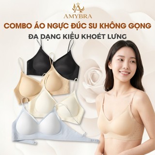 [ BST 2026 ] Combo Áo Ngực Nữ Đúc Su Tàng Hình, Set Áo Lót Nữ Không Gọng Hở Lưng AMYBRA A925