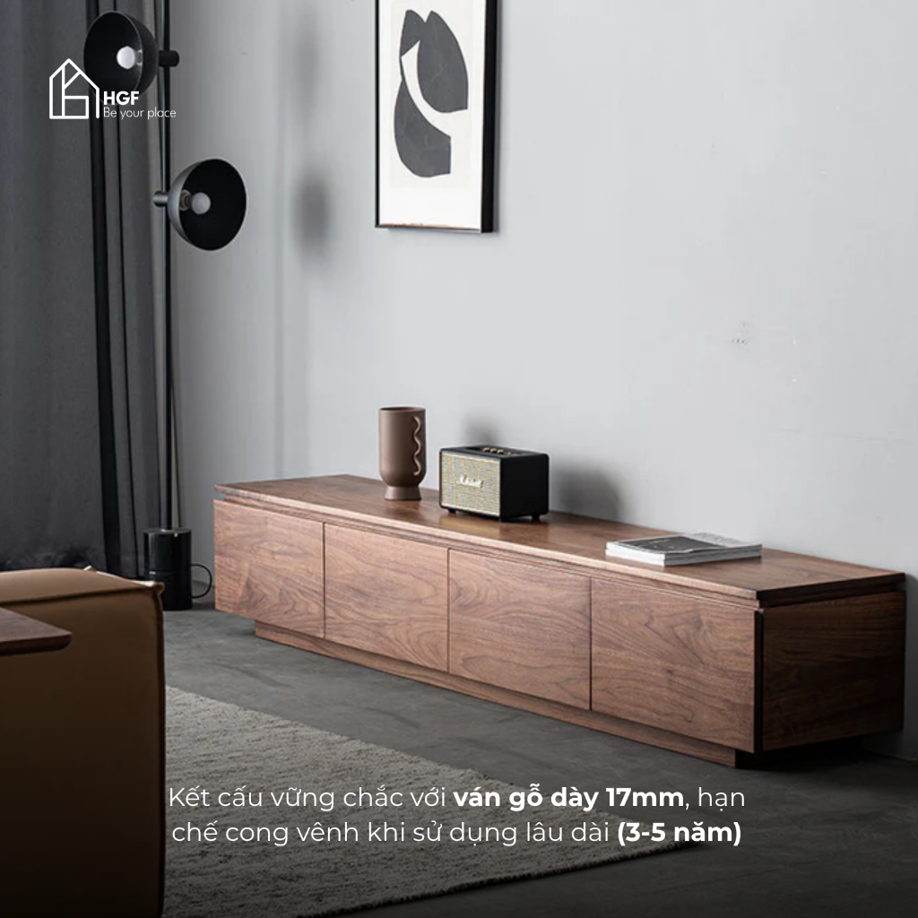 Tủ Tivi phòng khách, Tủ Decor Delila HGF 4 ngăn kéo, gỗ MDF, 160/180/200/220x40x40cm, TTV003
