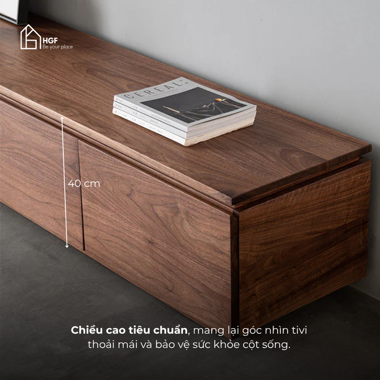 Tủ Tivi phòng khách, Tủ Decor Delila HGF 4 ngăn kéo, gỗ MDF, 160/180/200/220x40x40cm, TTV003