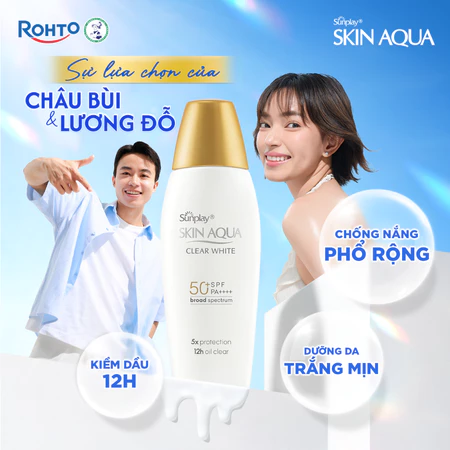 Kem chống nắng dưỡng trắng, kiểm dầu dùng mỗi ngày dạng sữa Sunplay Skin Aqua Clear White Eco Việt Nam SPF50, PA++++ 55g