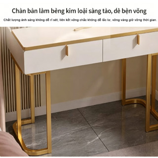 Bàn trang điểm nhiều ngăn kéo có gương LED, dễ lắp ráp, phù hợp dùng tại nhà