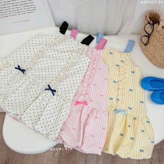 Đầm hè 2 dây dáng xoè bí 2 bèo AZD627 - Chất đũi lụa