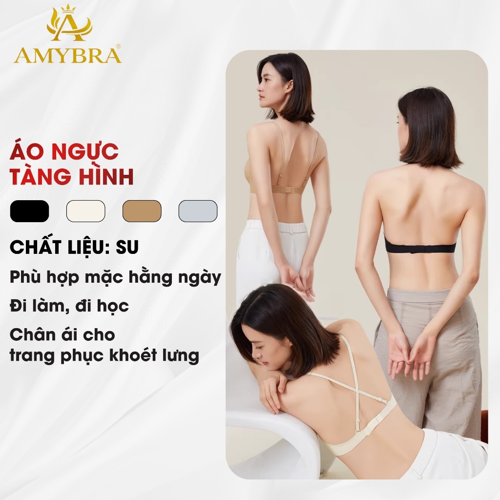 [Hàng Mới Về] Áo Ngực Su Hở Lưng Mỏng Mịn Tàng Hình, Áo Lót Nữ Đúc Su Cài Sau Hở Lưng AMYBRA A925
