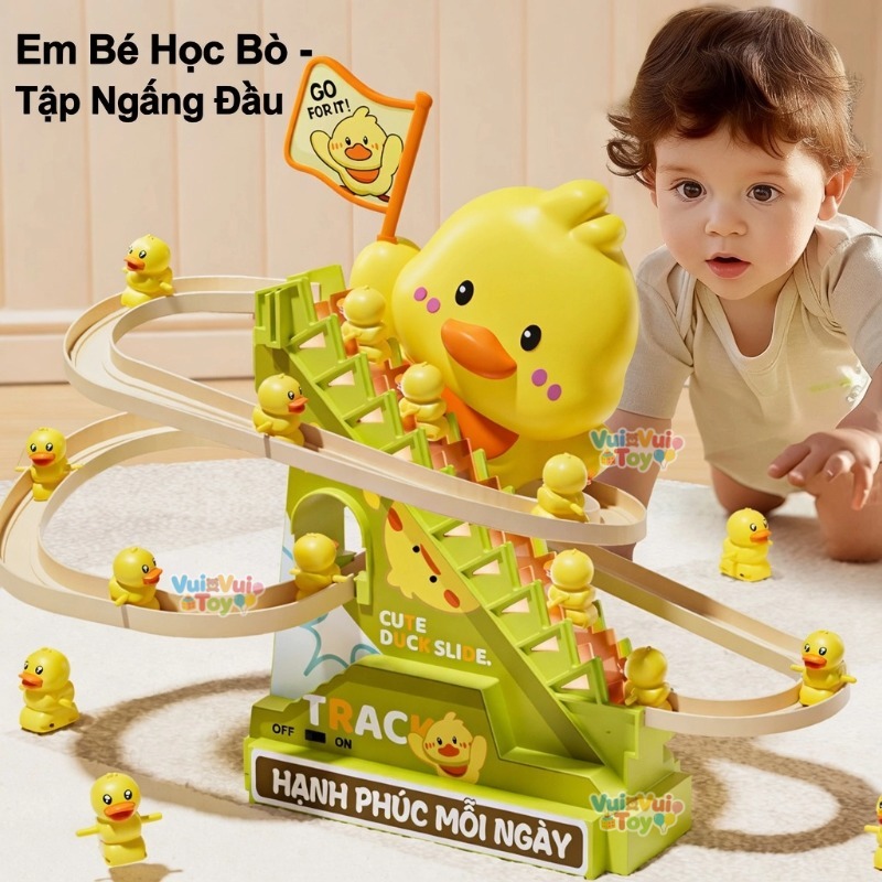🐤Đồ chơi tập ngẩng đầu cho bé – Vịt vàng leo cầu thang, đồ chơi giáo dục sớm, trợ thủ đắc lực cho mẹ