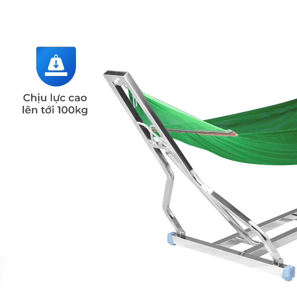 Võng xếp inox cao cấp Felix Pisa QUI PHÚC, thiết kế hiện đại, chắc chắn, chịu tải 150kg, an toàn