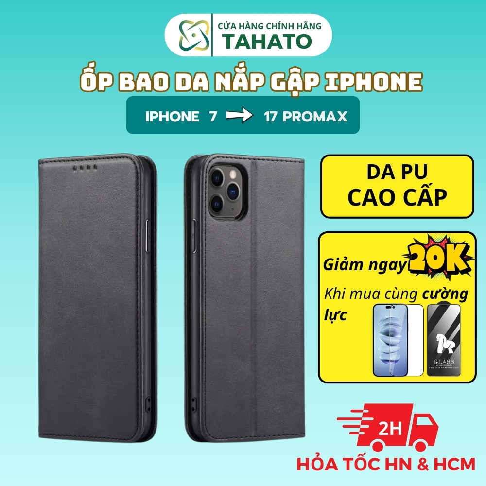 Ốp Bao da iphone TAHATO ốp điện thoại da PU  kết hợp ví cho IPHONE 6PLUS 6SPLUS … 15 16 17 PROMAX cao cấp