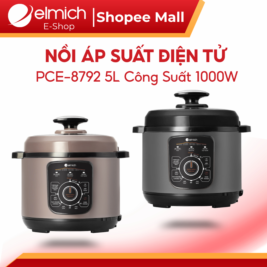 Nồi Áp Suất Điện Elmich PCE-8792 | 5L, 1000W, Lòng Inox 304 – Elmich Chính Hãng