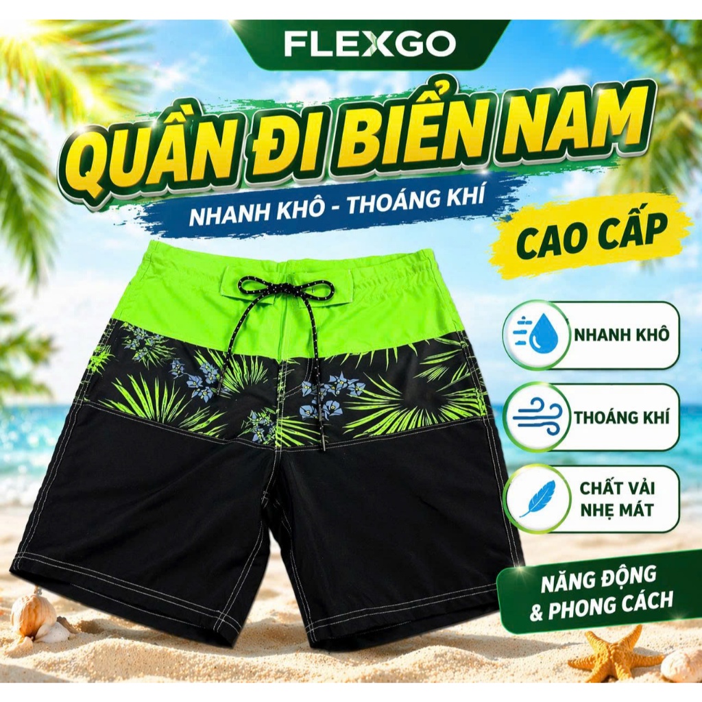 (Hỏa tốc HCM) QUẦN ĐI BIỂN NAM CAO CẤP Flexgo  – NHANH KHÔ, THOÁNG KHÍ, PHỐI MÀU NĂNG ĐỘNG