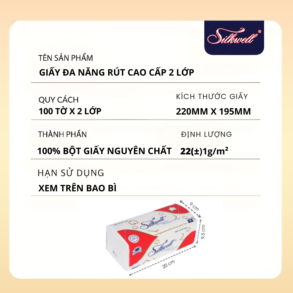 [HỎA TỐC] Khăn Giấy Rút Đa Năng Silkwell 100 Tờ/Gói/2 Lớp Thùng 9/18 Gói - Thấm Dầu Mỡ, Đa Năng