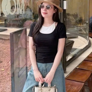 Áo thun dáng ôm Thiết Kế Cổ Yếm Xinh Xắn Trendy Outfit Thời Thượng