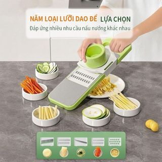 [bongbaydecor24] Nạo Rau Củ, Bộ Nạo Rau Củ Quả Đa Năng Tích Hợp 5 Lưỡi Nạo Kèm Bảo Vệ Tay Cầm