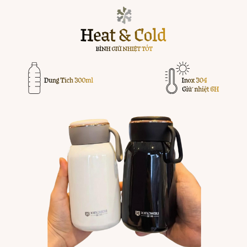 Bình giữ nhiệt mini 300ml lõi inox 316 Kích Thước 7x14.5cm đựng sữa, cà phê nhỏ gọn tiện lợi