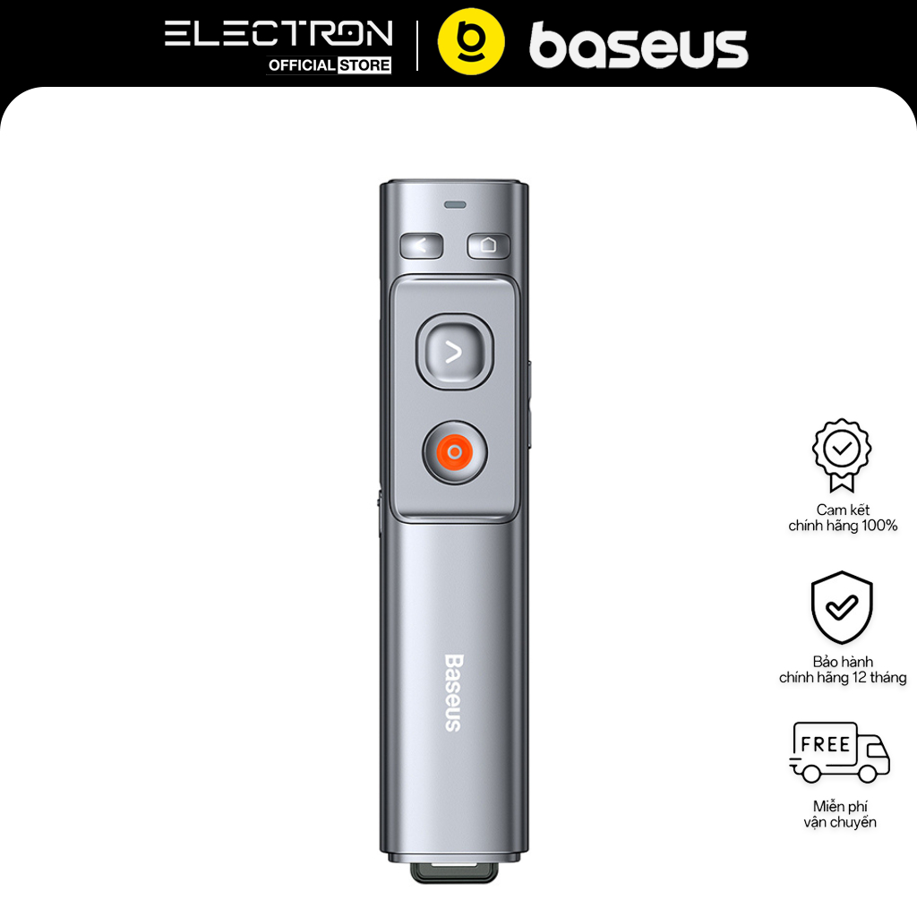 Bút Laser trình chiếu Baseus Orange Dot Wireless Presenter cho Laptop/ Macbook (100m. 2.4Ghz USB/Type C Receiver, Wirele