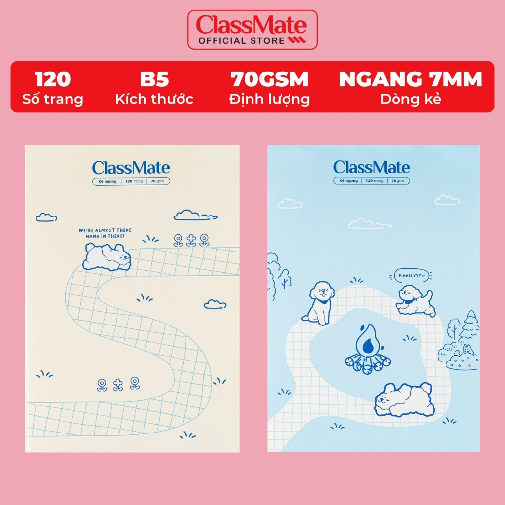 Vở Kẻ Ngang 120 Trang Classmate Vở Viết B5, 70gsm Tập Sinh Viên Lets Gau Chống Nước Ghi Chép, Viết Bài NB5-12-0348