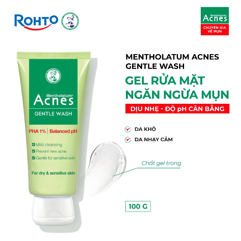 Gel Rửa Mặt Acnes Gentle Hỗ Trợ Ngăn Ngừa Mụn 100G