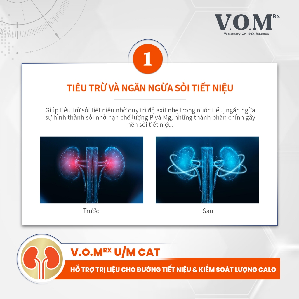 [1.4KG] V.O.M - Thức ăn hạt cho mèo hỗ trợ trị liệu cho đường tiết niệu và kiểm soát lượng calo VOM
