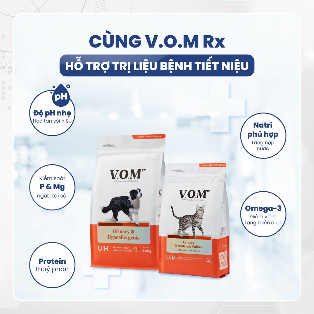 [1.4KG] V.O.M - Thức ăn hạt cho mèo hỗ trợ trị liệu cho đường tiết niệu và kiểm soát lượng calo VOM