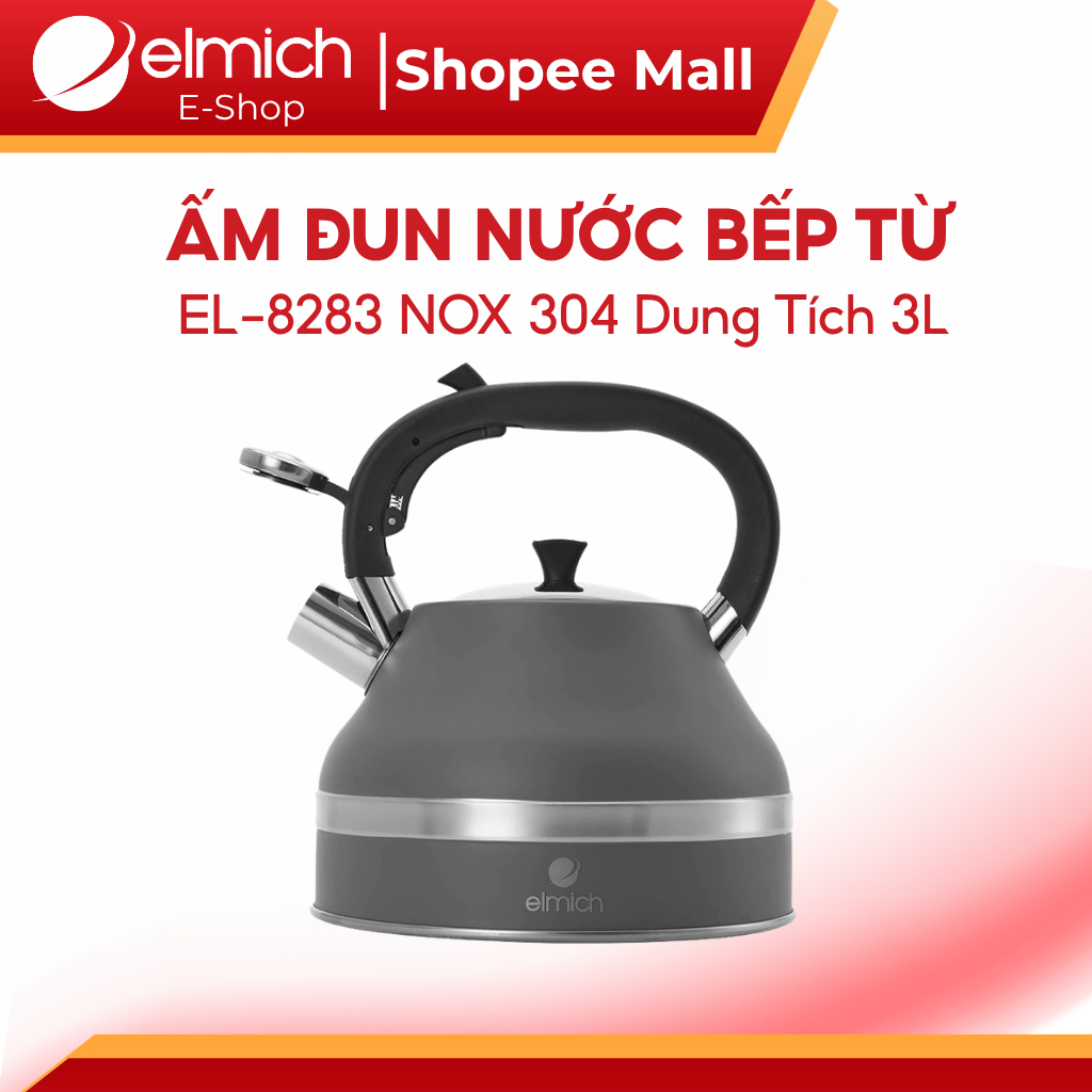 Ấm Đun Nước Bếp Từ Elmich EL-8283 (Ấm Đun INOX 304 Dung Tích 3L - Có Còi Báo Khi Nước Sôi)