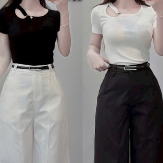 Áo thun Cộc Khoát Giọt Lệ Dáng Ôm Điểm Nhấn