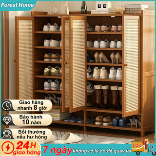 tre bền, kệ giày nhựa lót đan rattan nhiều tầng, dung tích lớn