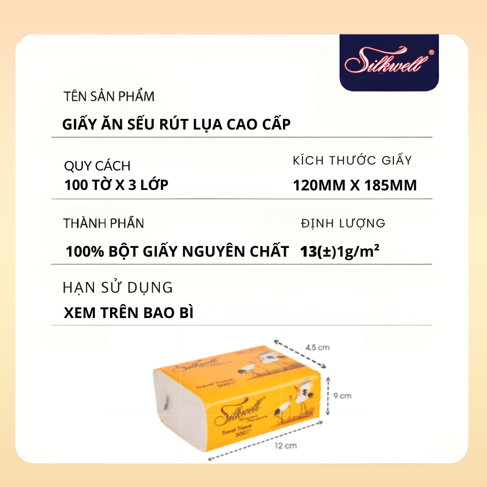 [HỎA TỐC] Khăn Giấy Rút Lụa Silkwell Thùng 30 Gói Sếu Rút 100 Tờ/3 Lớp - Mềm Mịn, Không Bụi