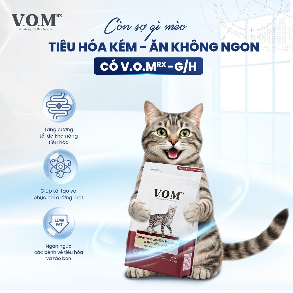 [1.4KG] V.O.M - Thức ăn hạt cho mèo hỗ trợ trị liệu cho hệ tiêu hóa và chống dị ứng thực phẩm VOM