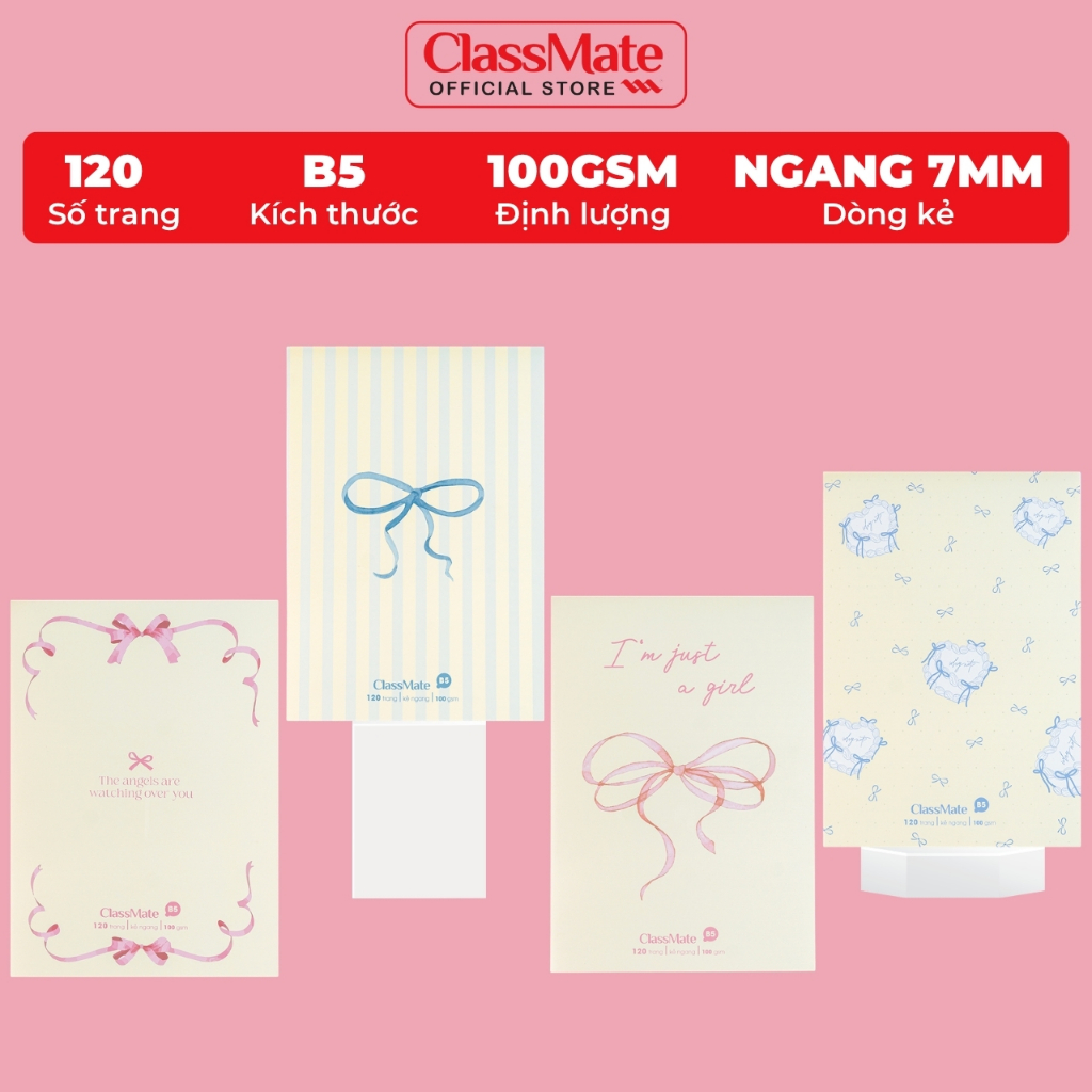 Vở Kẻ Ngang 100GSM Classmate 80 Trang, B5 Tập Sinh Viên Bìa Nơ, Vở Viết Bài, Ghi Chép Cho Học Sinh Sinh Viên NB5-08-0359