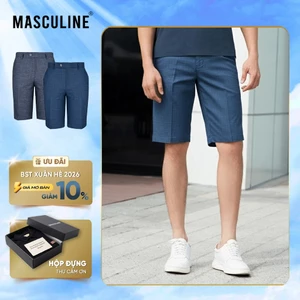 Quần short âu nam MASCULINE MSA25.6 - Quần vải ngố chất liệu cotton cao cấp dáng suông nhẹ