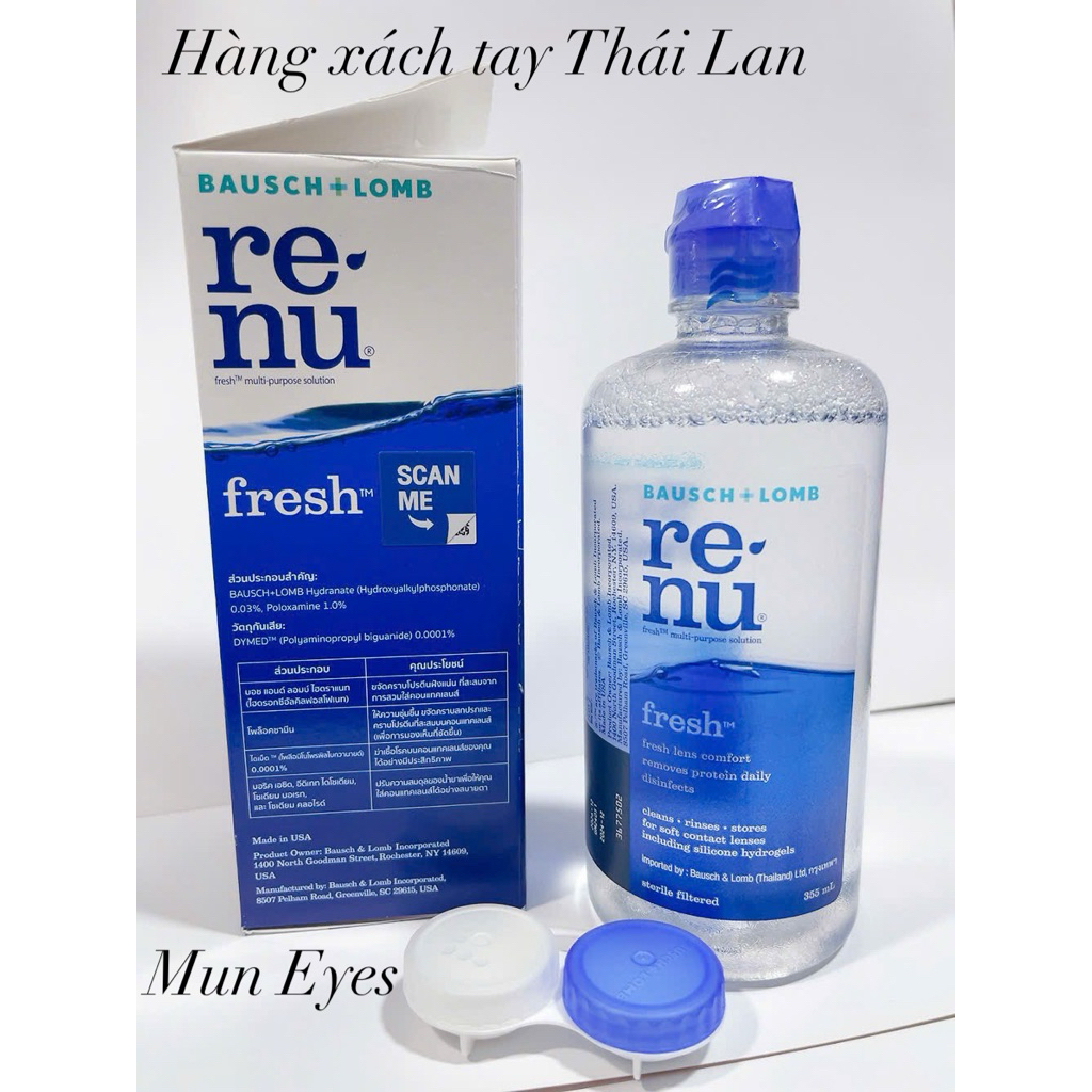 Nước ngâm Lens kính áp tròng Renu 350ml Muneyes