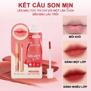 Son kem bùn dạng túi HEXZE CLOUD VELVET, hiệu ứng mịn lì như nhung, làm mờ rãnh môi cho đôi môi căng mọng