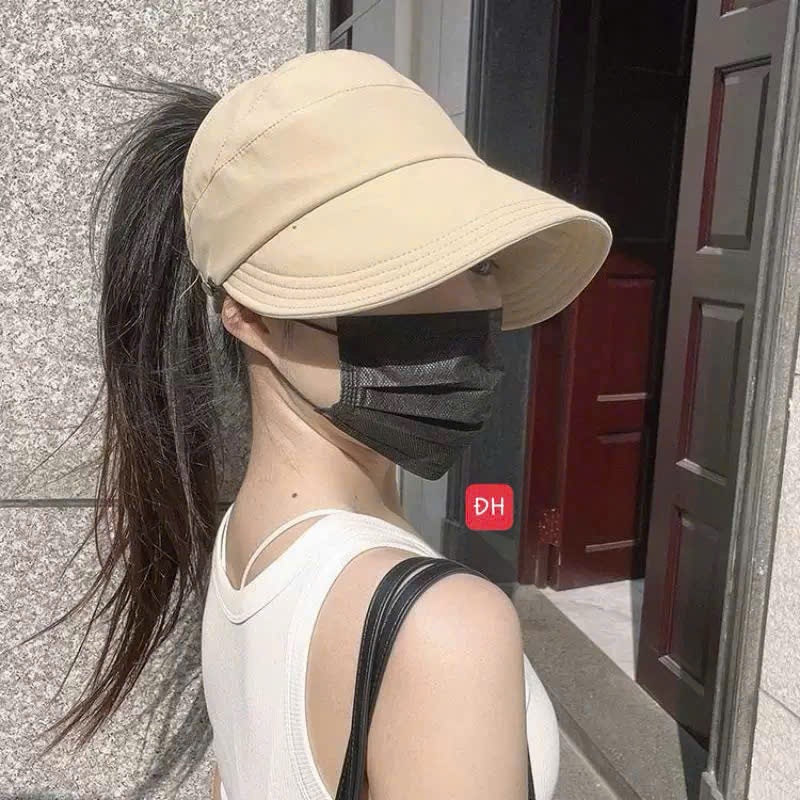 Mũ Chống Nắng Rỗng Đỉnh Nữ Cao Cấp, Nón Lưỡi Trai Che Nắng UV, Mũ Đi Biển Đi Xe Máy