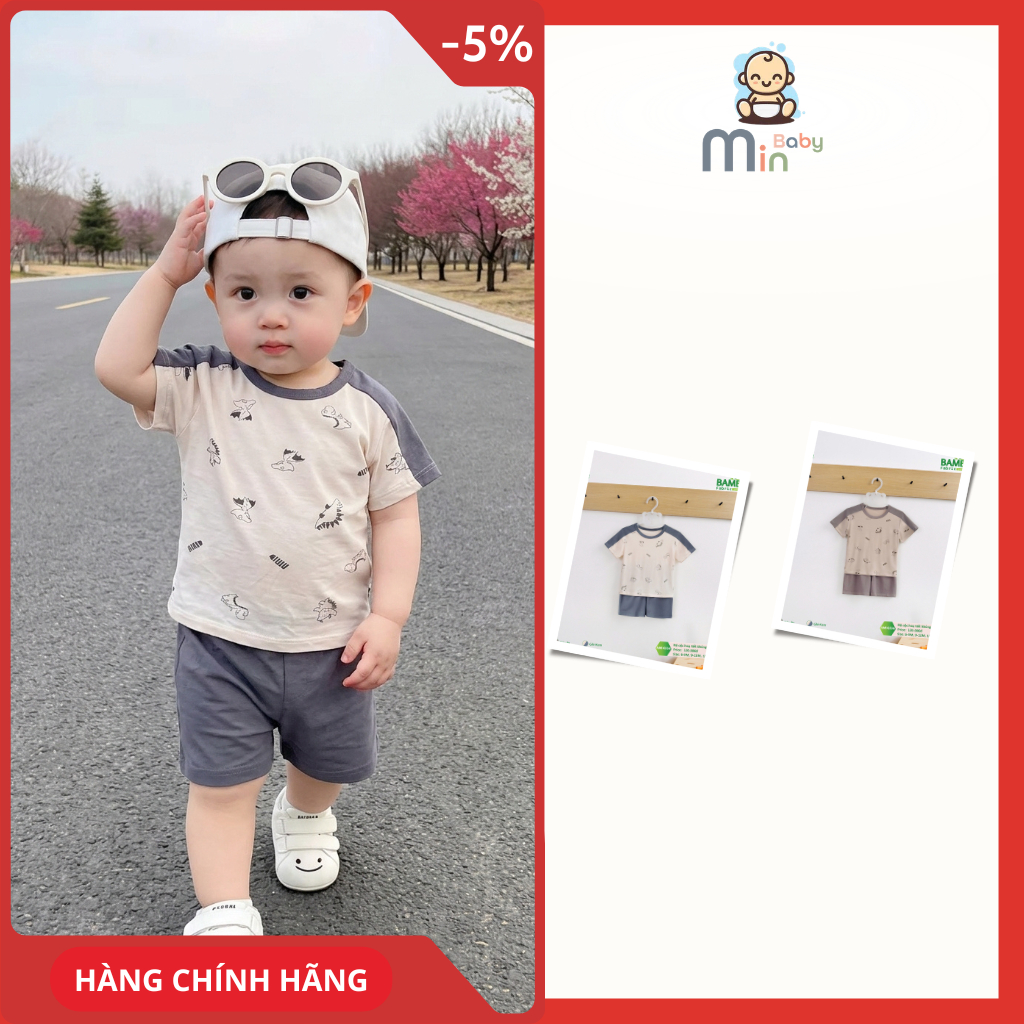 Bộ Cộc Tay Bé Trai Anminaza Chất Vải Co Dãn,Mềm Mại,In Họa Tiết Dễ Thương - Hàng Chính Hãng AMI0336