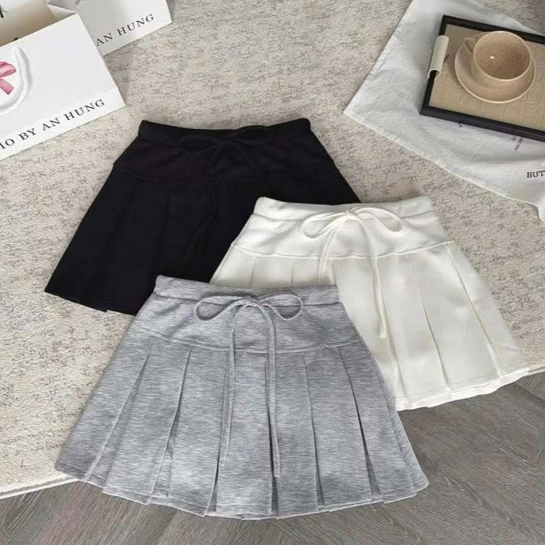 Chân Váy Ngắn Xếp Ly To FMSTYLE  Lưng Chun Dây Rút - Dáng Xòe Ulzzang Hàn Quốc Có Quần 26010906