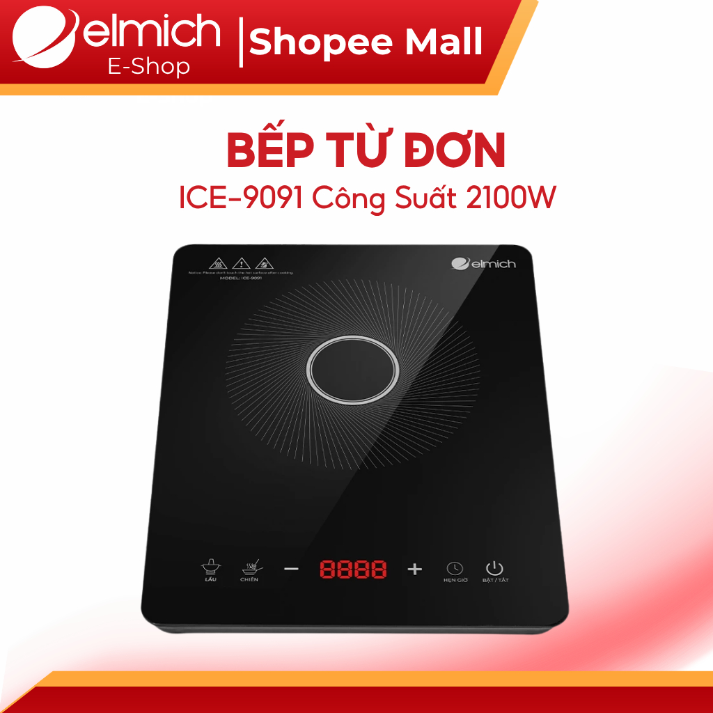 Bếp Từ Đơn Elmich ICE-9091 | Công Suất 2100W, Điều Khiển Cảm Ứng, Bếp Điện Từ Elmich Chính Hãng