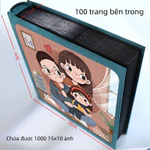 Album ảnh 15x10cm chứa 1000 tấm, bìa vải nhung, gáy ốc kim loại chắc chắn, lưu giữ ảnh gia đình và bé yêu. — ảnh 2