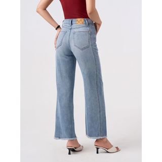 Quần jeans dài nữ YODY ống suông cạp cao tôn dáng WCJE26A004