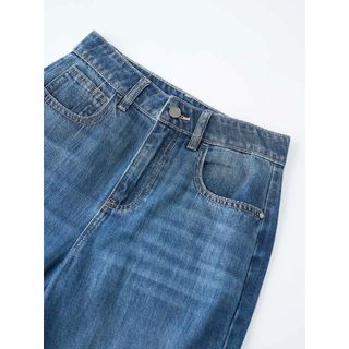 Quần jeans dài nữ YODY ống suông cạp cao tôn dáng WCJE26A004