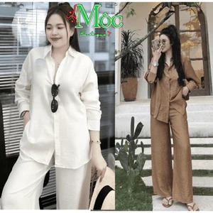 Set bộ mặc nhà, bộ nữ tay dài form to chất QC xịnn mặc nhà đi biển du lịch đi chơi dạo phố hẹn hò