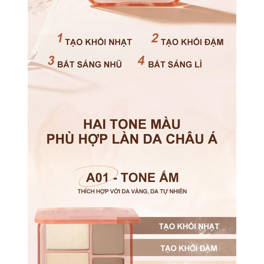 Bảng tạo khối bắt sáng 3D HEXZE 10g, định hình khuôn mặt sắc nét, dạng dỡ, tự nhiên