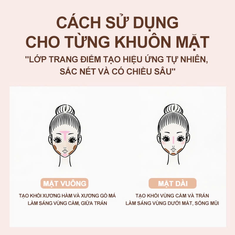 Bảng tạo khối bắt sáng 3D HEXZE 10g, định hình khuôn mặt sắc nét, dạng dỡ, tự nhiên