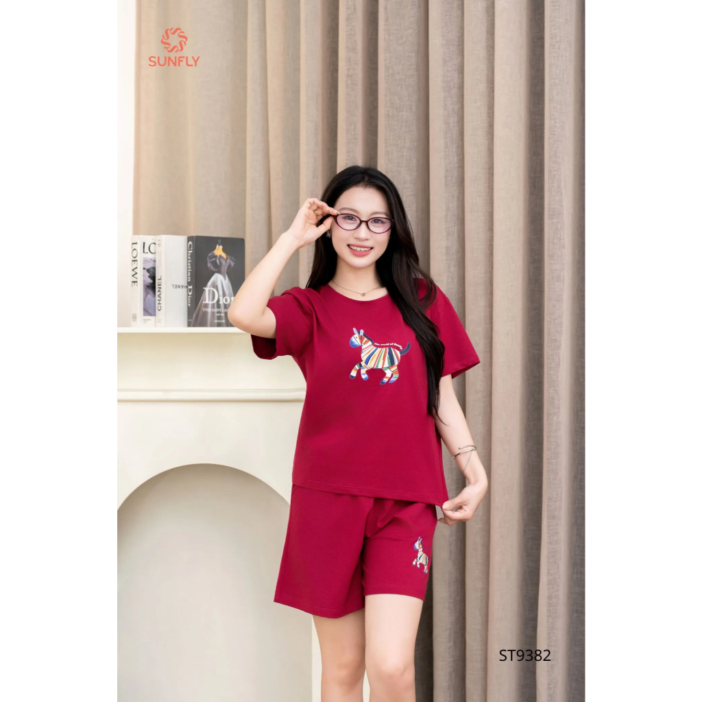 ST9382 Đồ bộ mặc nhà nữ cotton áo cộc quần sooc