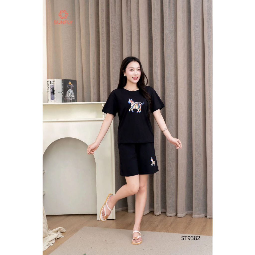 ST9382 Đồ bộ mặc nhà nữ cotton áo cộc quần sooc